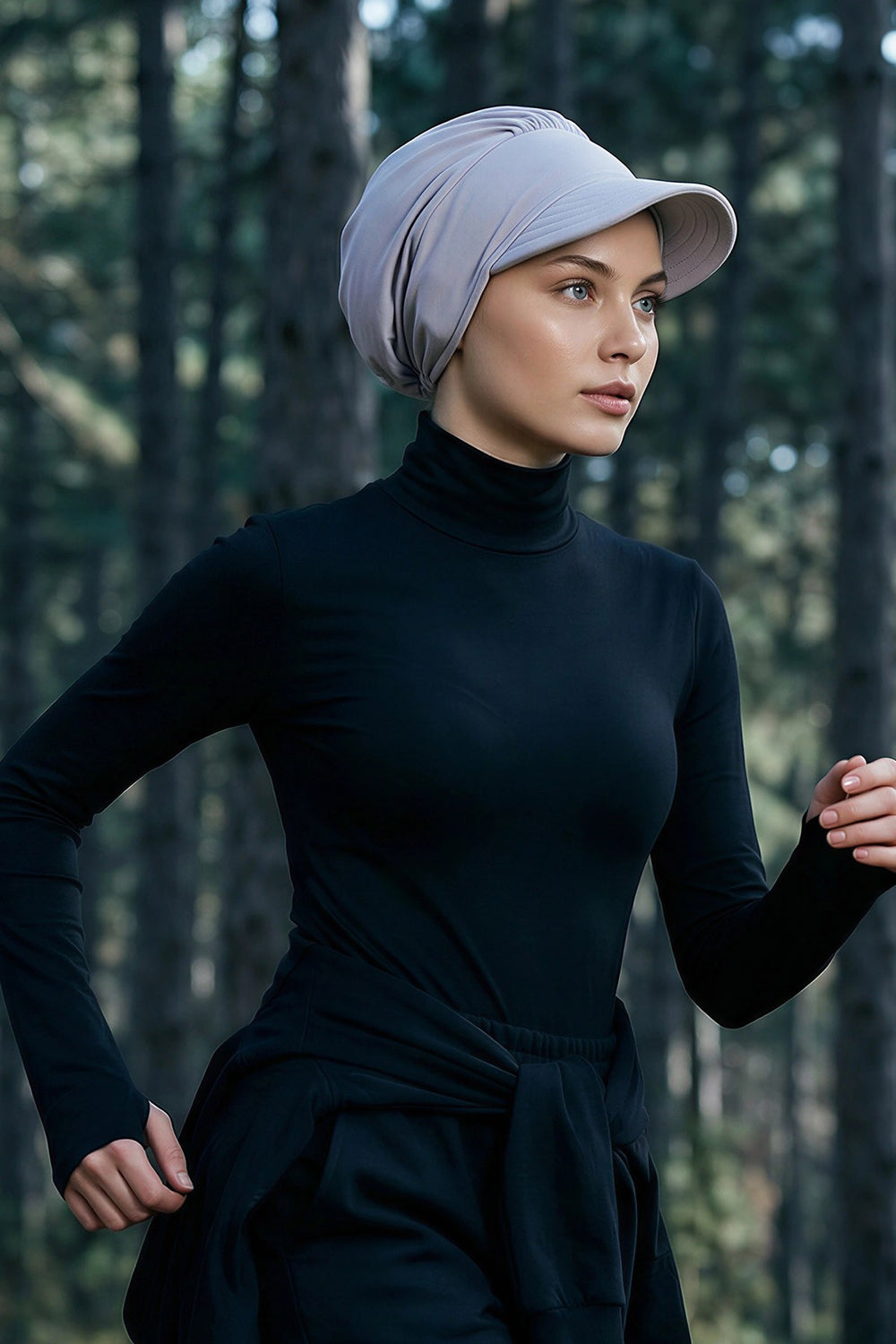 High Quality Newsboy Women Hat, Pre-Tied Turban made from High Quality Wrinkle-Resistant Aerobin Fabric, Visored Instant Turban Cover,B-73A Light Grey