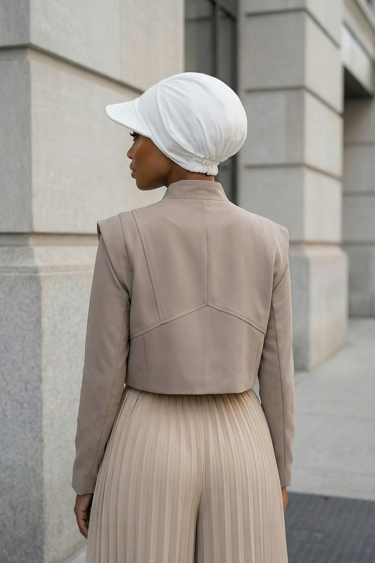 High Quality Newsboy Women Hat, Pre-Tied Turban made from High Quality Wrinkle-Resistant Aerobin Fabric, Visored Instant Turban Cover,B-73A White