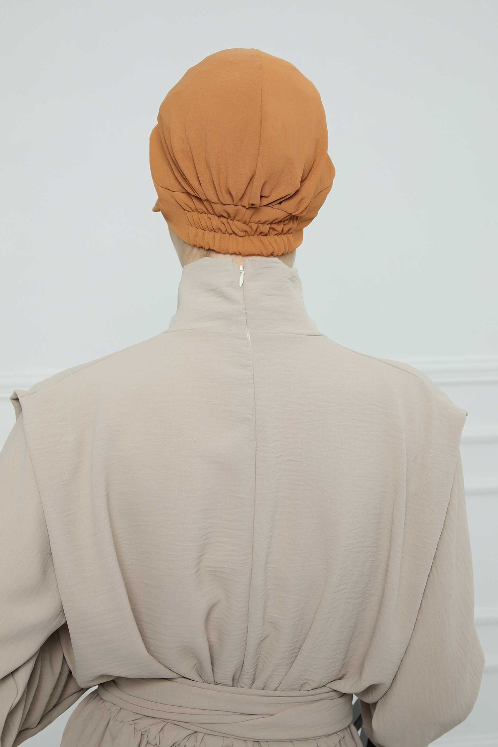 High Quality Newsboy Women Hat, Pre-Tied Turban made from High Quality Wrinkle-Resistant Aerobin Fabric, Visored Instant Turban Cover,B-73A Tawny Brown