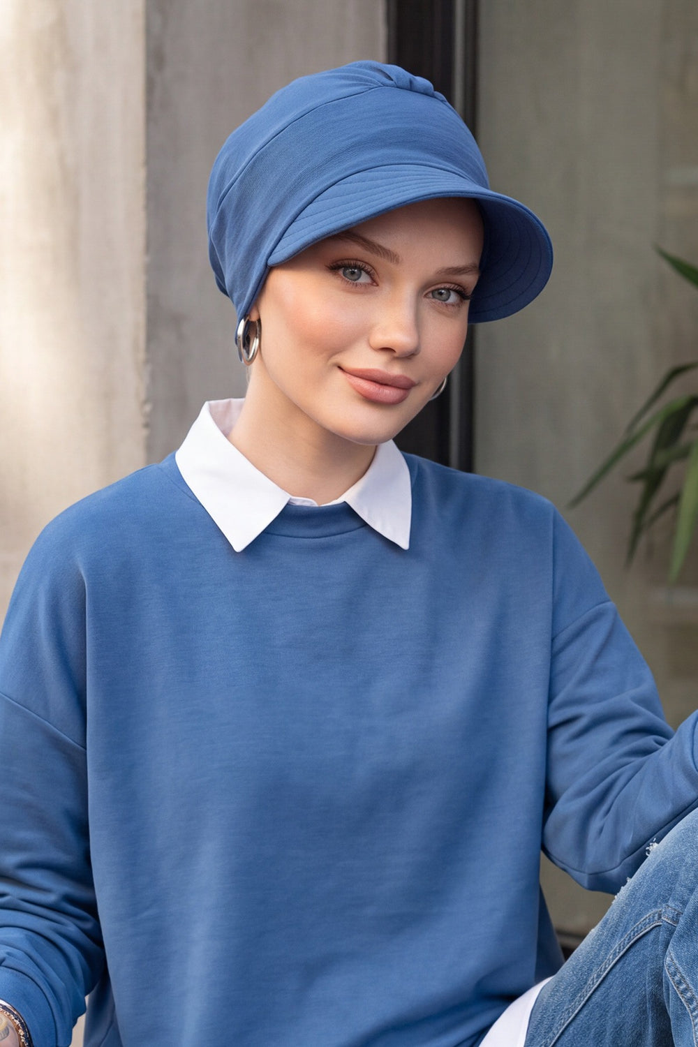 High Quality Newsboy Women Hat, Pre-Tied Turban made from High Quality Wrinkle-Resistant Aerobin Fabric, Visored Instant Turban Cover,B-73A