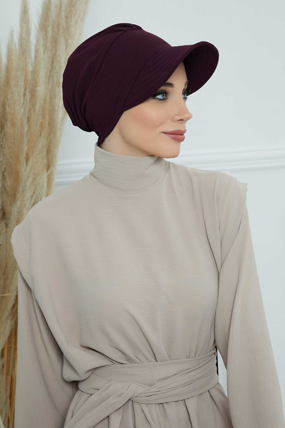 High Quality Newsboy Women Hat, Pre-Tied Turban made from High Quality Wrinkle-Resistant Aerobin Fabric, Visored Instant Turban Cover,B-73A