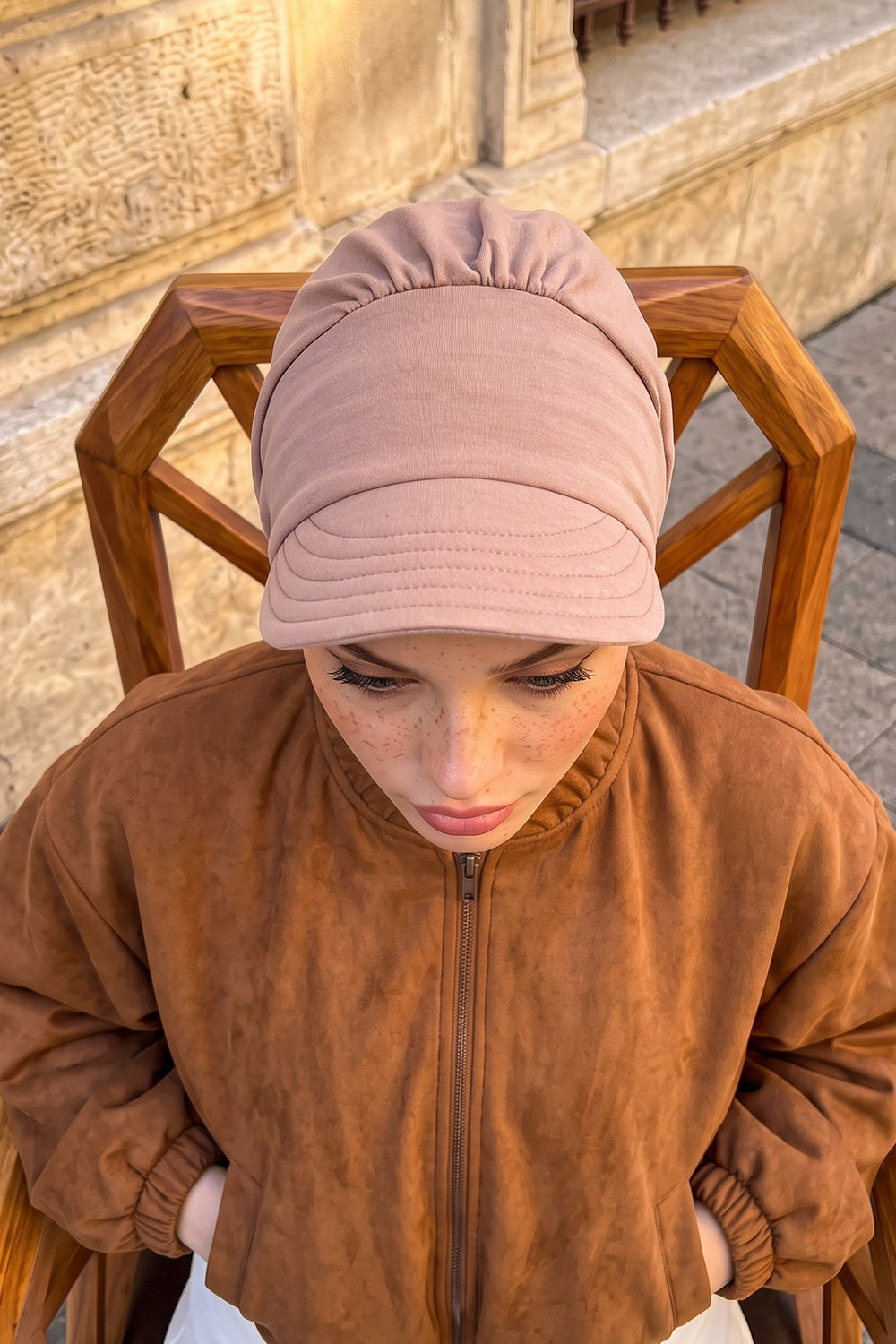 High Quality Newsboy Women Hat, Pre-Tied Turban made from High Quality Wrinkle-Resistant Aerobin Fabric, Visored Instant Turban Cover,B-73A