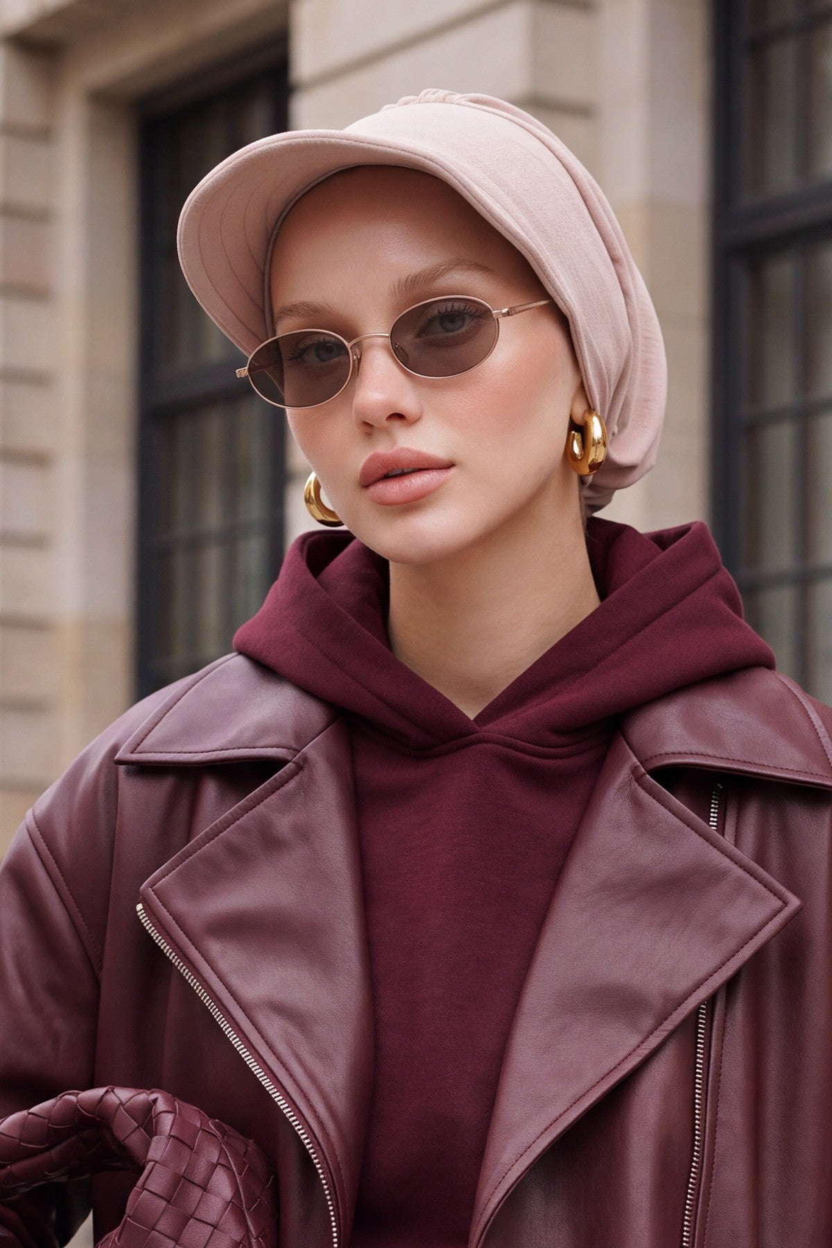 High Quality Newsboy Women Hat, Pre-Tied Turban made from High Quality Wrinkle-Resistant Aerobin Fabric, Visored Instant Turban Cover,B-73A Stone