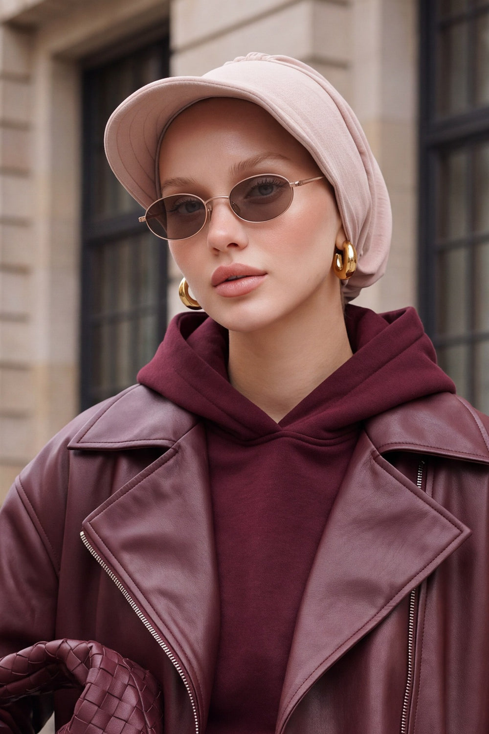 High Quality Newsboy Women Hat, Pre-Tied Turban made from High Quality Wrinkle-Resistant Aerobin Fabric, Visored Instant Turban Cover,B-73A Stone