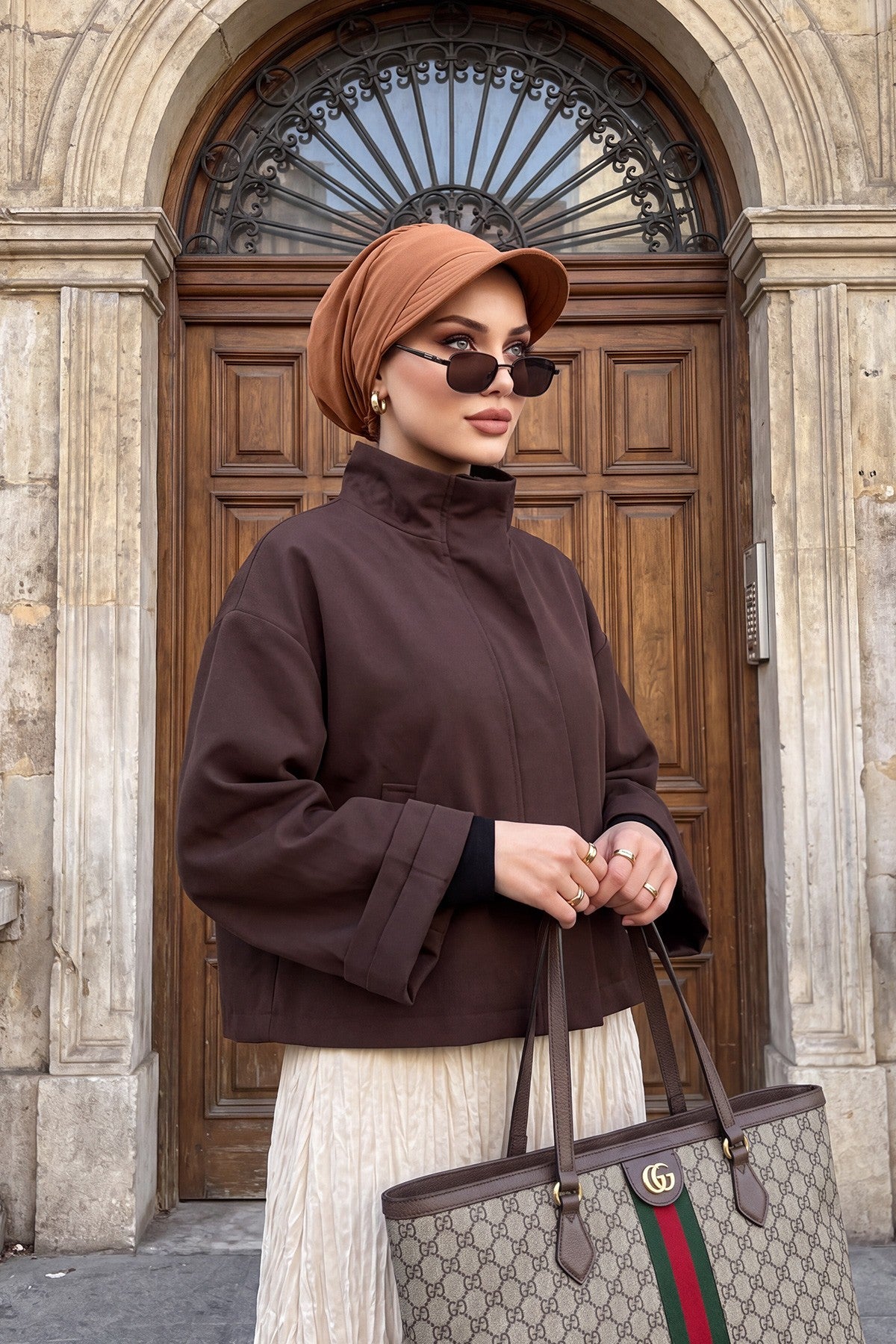 High Quality Newsboy Women Hat, Pre-Tied Turban made from High Quality Wrinkle-Resistant Aerobin Fabric, Visored Instant Turban Cover,B-73A