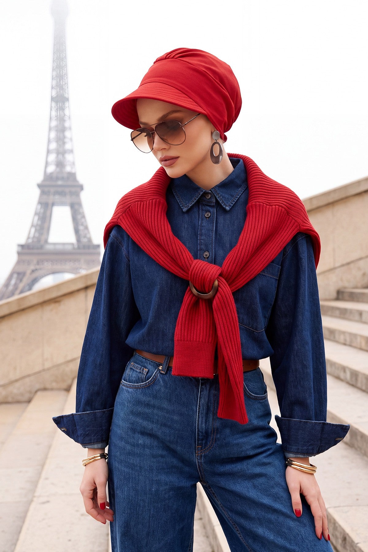 High Quality Newsboy Women Hat, Pre-Tied Turban made from High Quality Wrinkle-Resistant Aerobin Fabric, Visored Instant Turban Cover,B-73A