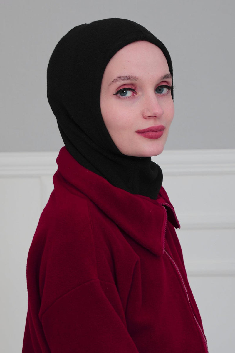 Premium Soft Fleece Instant Turban Bonnet for Women, Head and Neck Full Coverage Hijab Head Wear, Soft & Comfortable Modest Head Wrap,TB-1P