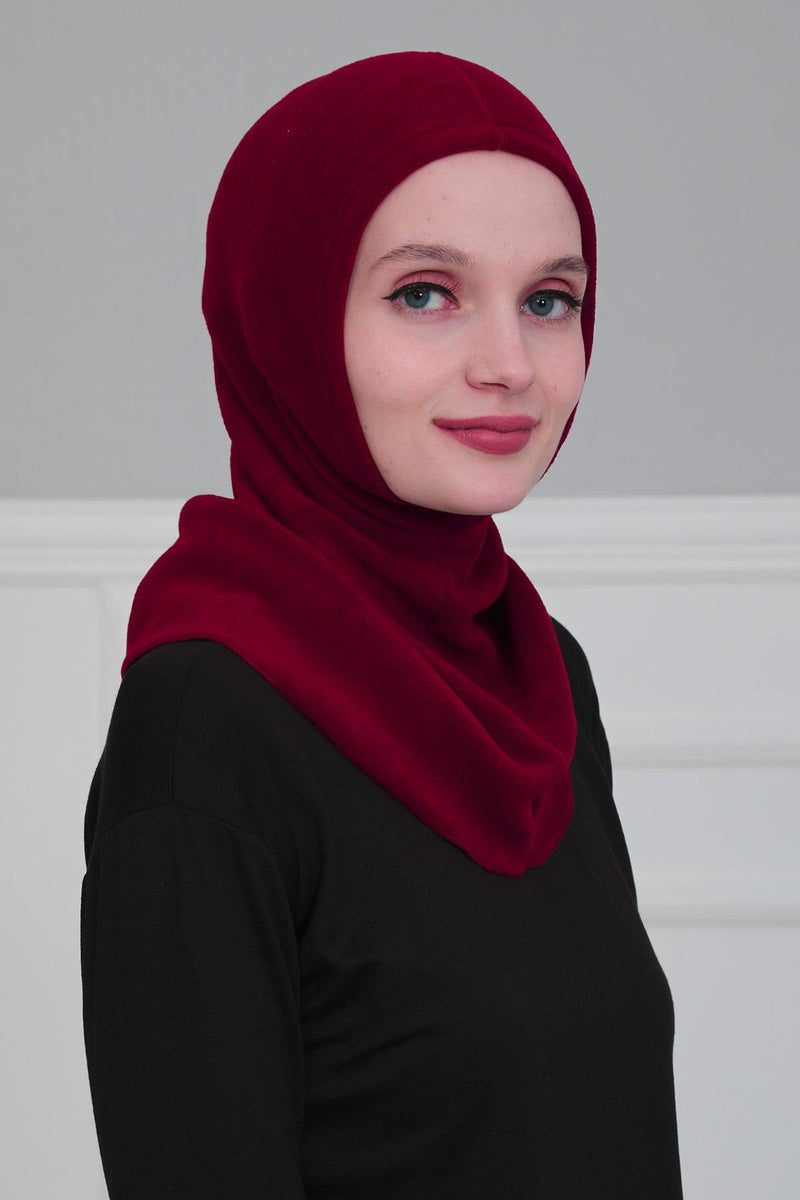 Premium Soft Fleece Instant Turban Bonnet for Women, Head and Neck Full Coverage Hijab Head Wear, Soft & Comfortable Modest Head Wrap,TB-1P
