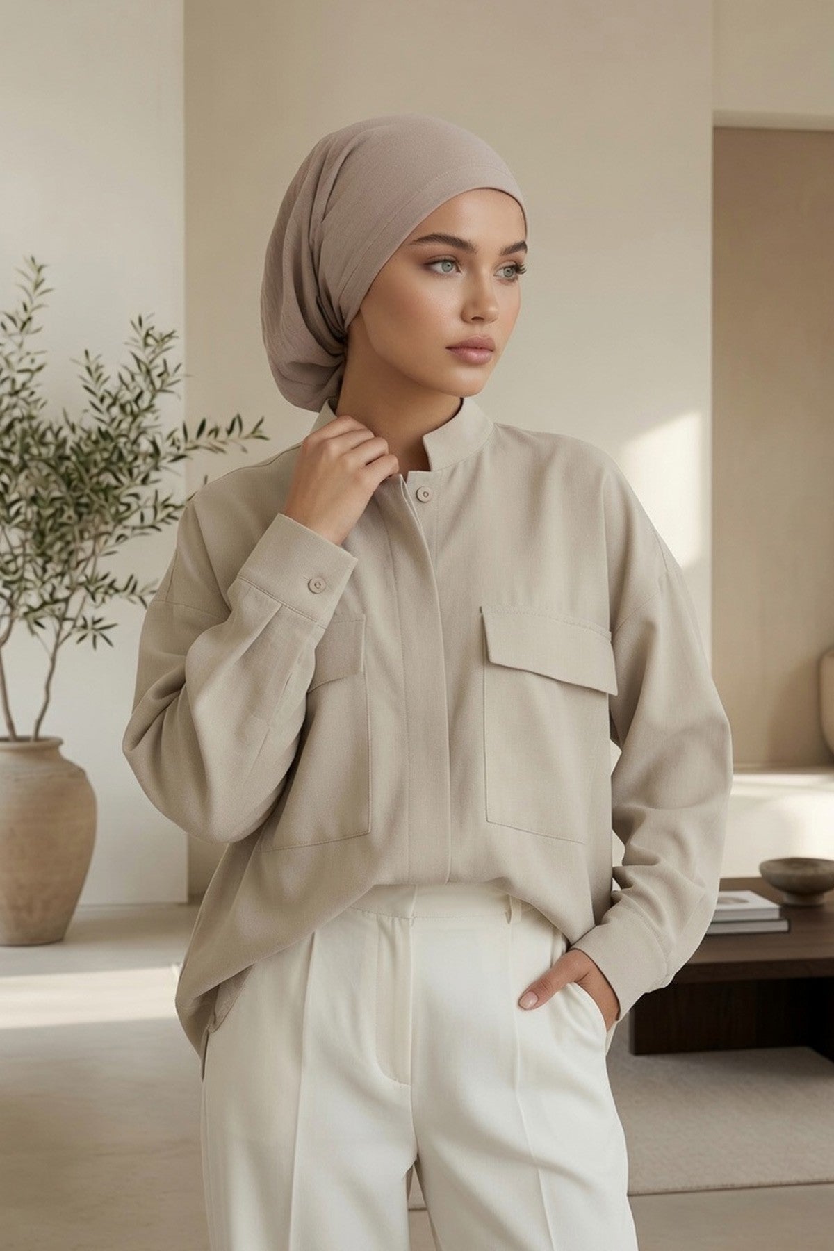 Instant Aerobin Hijab Bonnet, Lightweight Ready-to-Wear Modest Head Covering,B-102A