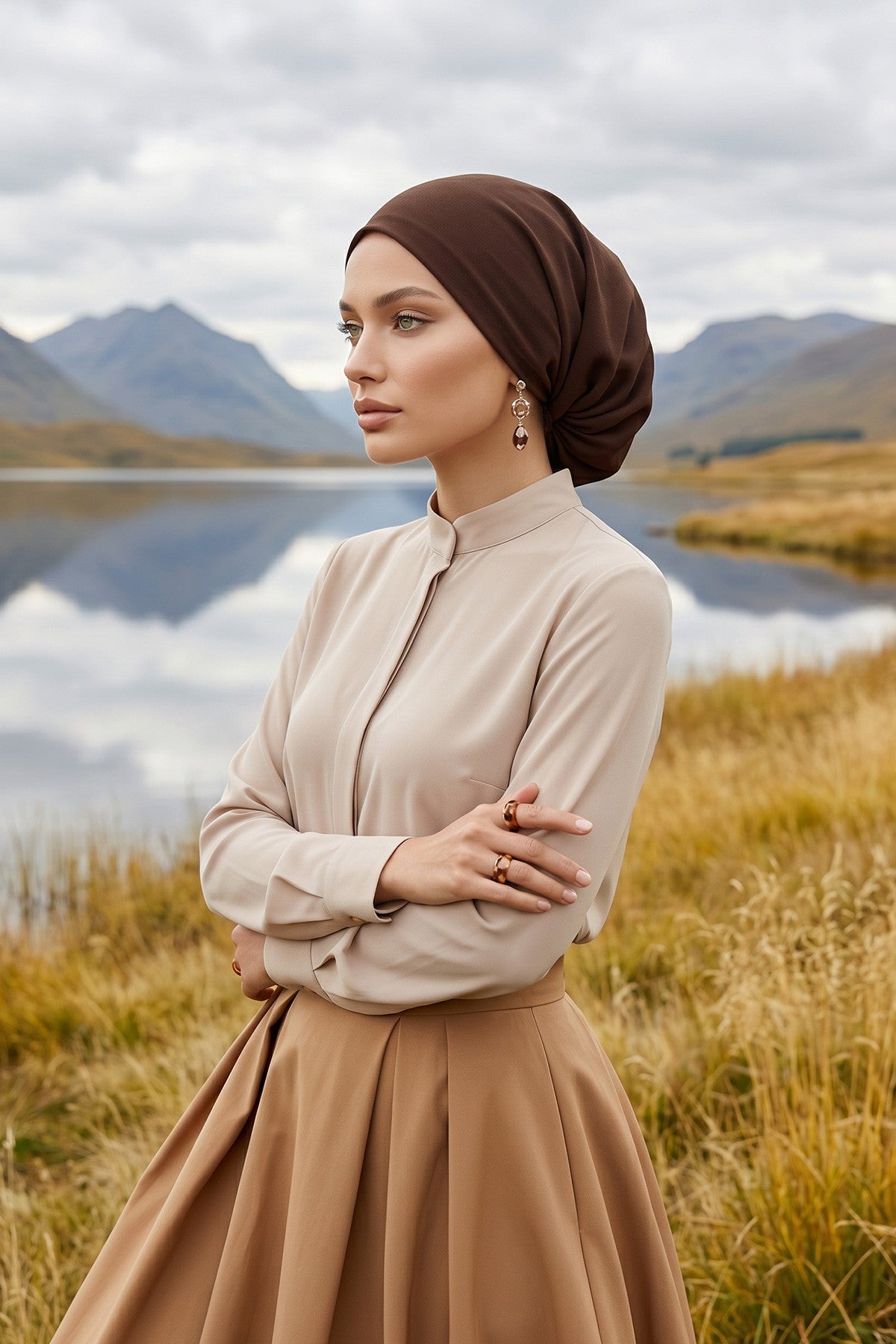 Instant Aerobin Hijab Bonnet, Lightweight Ready-to-Wear Modest Head Covering,B-102A