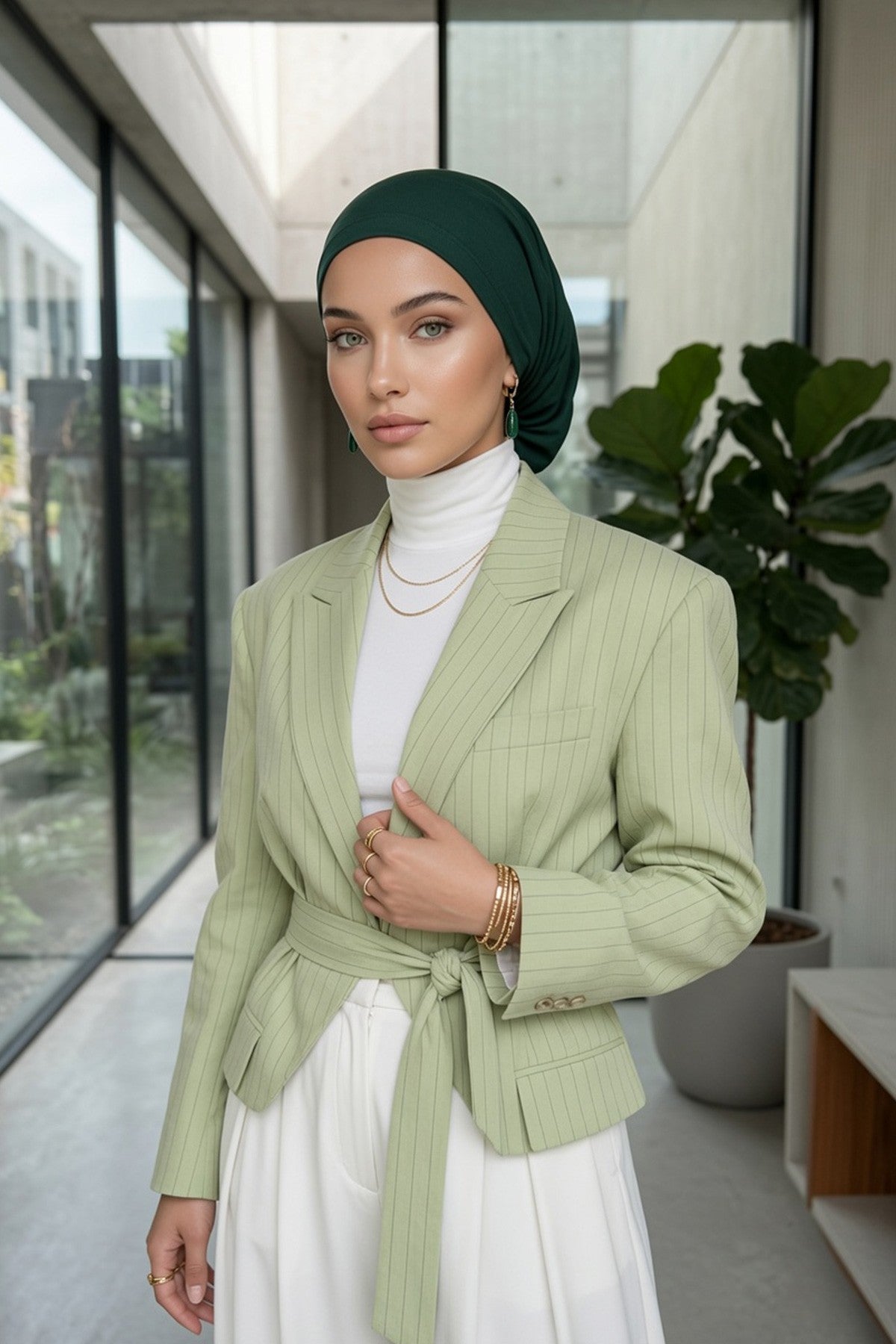 Instant Aerobin Hijab Bonnet, Lightweight Ready-to-Wear Modest Head Covering,B-102A
