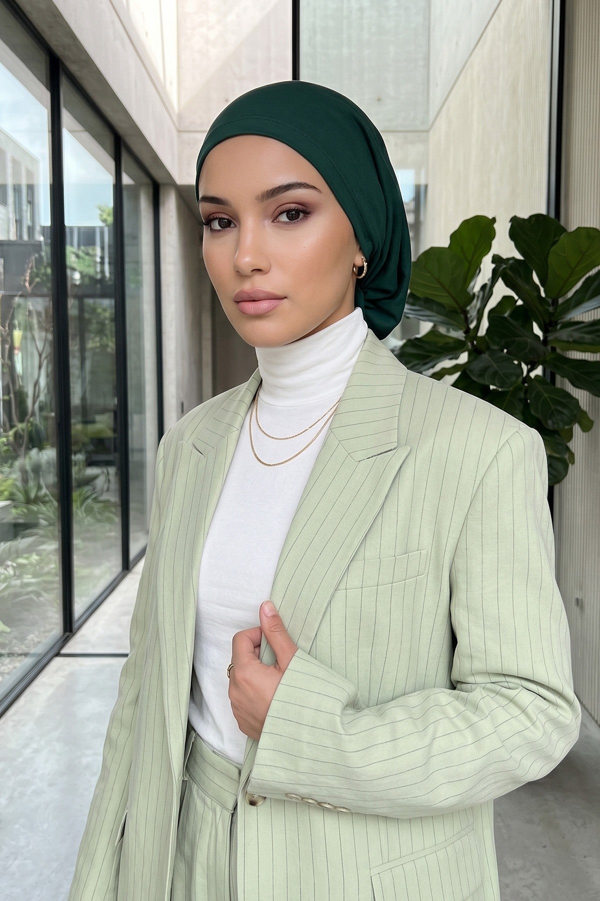Instant Aerobin Hijab Bonnet, Lightweight Ready-to-Wear Modest Head Covering,B-102A