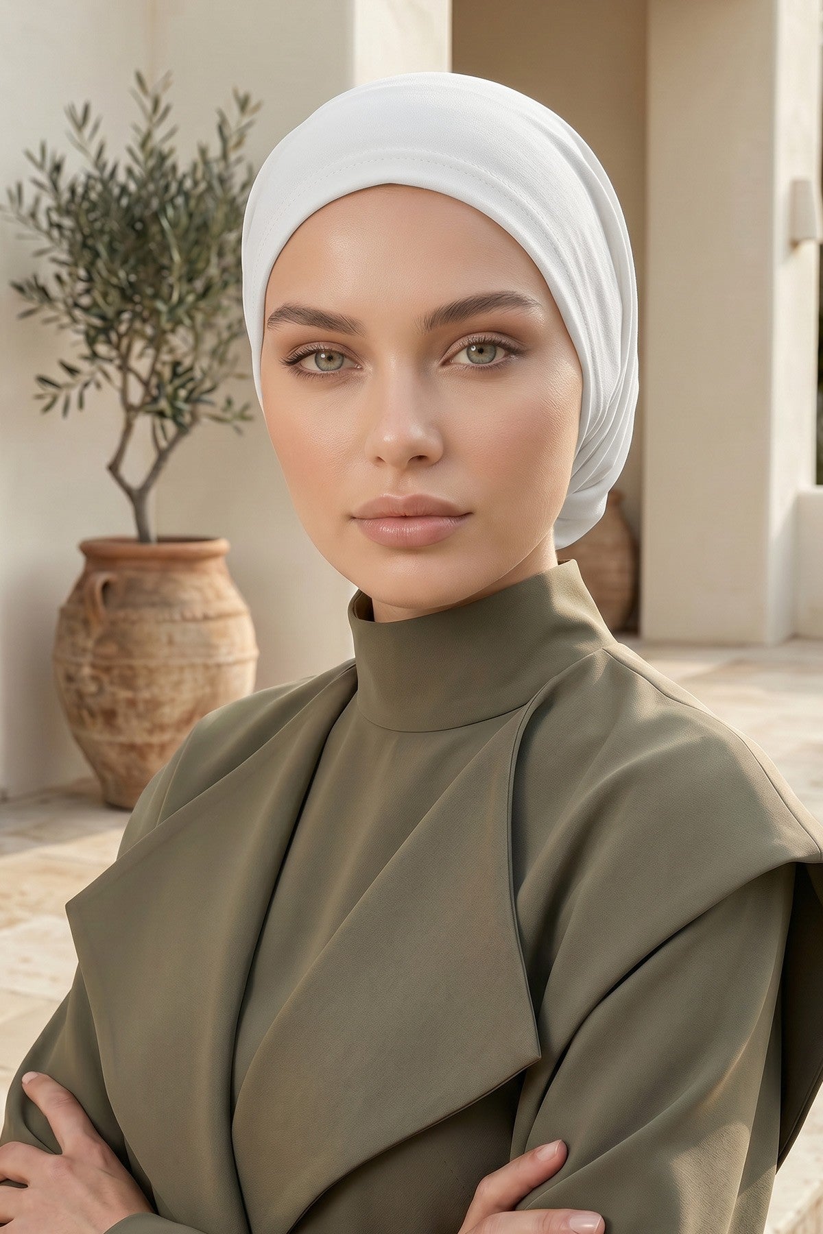 Instant Aerobin Hijab Bonnet, Lightweight Ready-to-Wear Modest Head Covering,B-102A