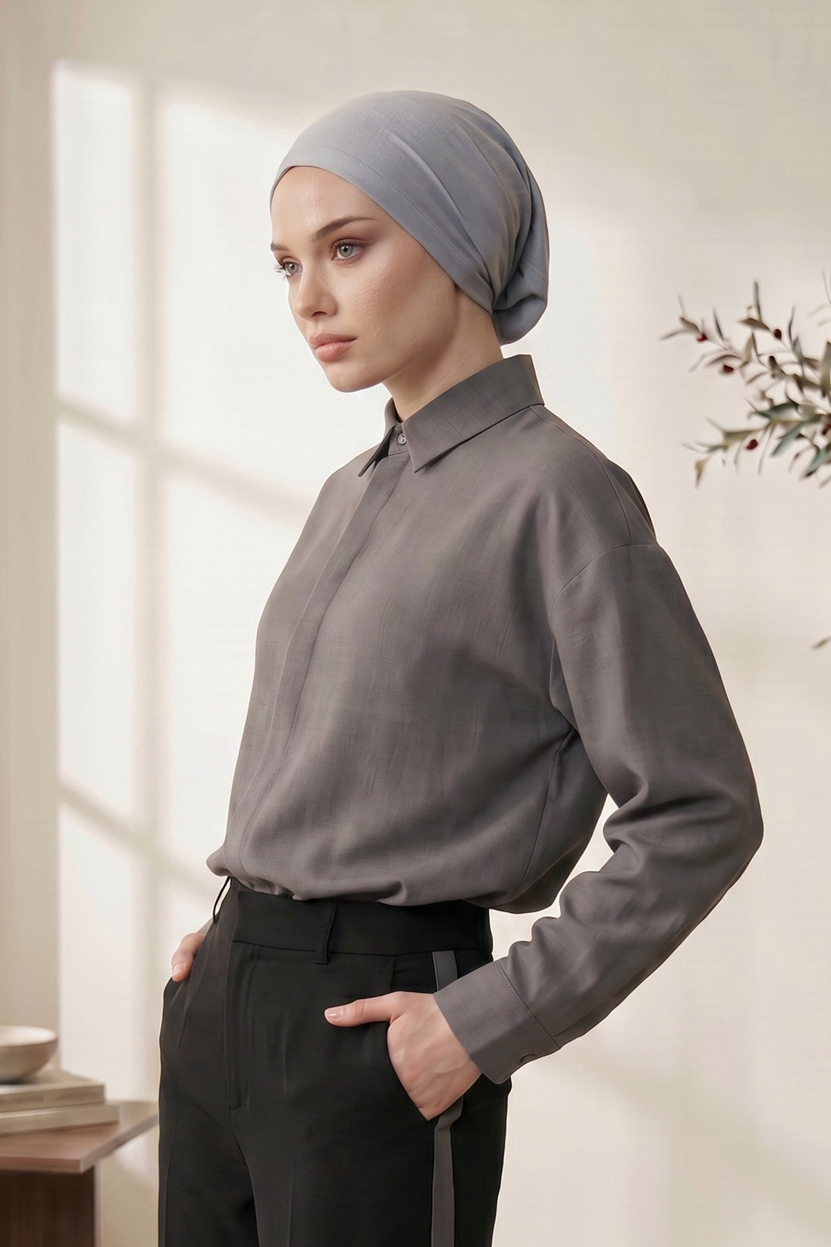 Instant Aerobin Hijab Bonnet, Lightweight Ready-to-Wear Modest Head Covering,B-102A