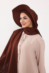 Instant Aerobin Shawl 2 in 1 Womens Wide Brim Summer Hat + Plain Scarf Foldable Roll up Beach Cap Removable Sun Hat Hijab Women Turban,SS-2A Brown