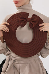 Instant Aerobin Shawl 2 in 1 Womens Wide Brim Summer Hat + Plain Scarf Foldable Roll up Beach Cap Removable Sun Hat Hijab Women Turban,SS-2A Brown
