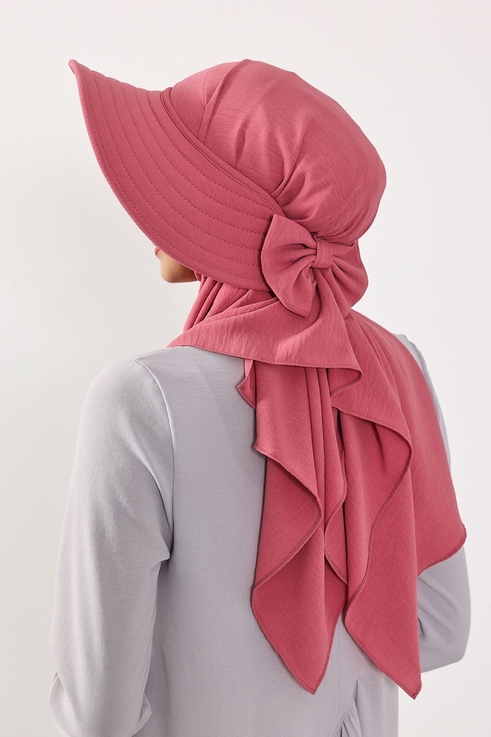 Instant Aerobin Shawl 2 in 1 Womens Wide Brim Summer Hat + Plain Scarf Foldable Roll up Beach Cap Removable Sun Hat Hijab Women Turban,SS-2A Dark Pink