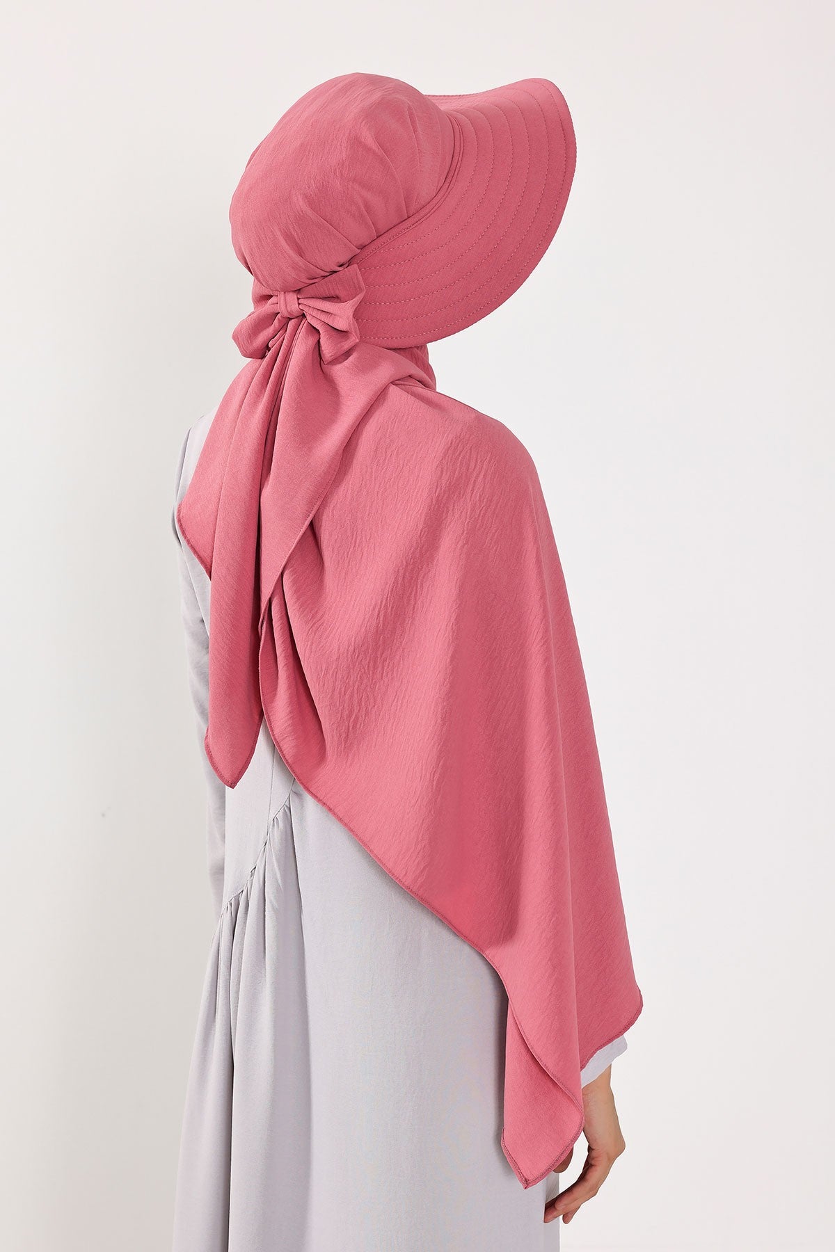 Instant Aerobin Shawl 2 in 1 Womens Wide Brim Summer Hat + Plain Scarf Foldable Roll up Beach Cap Removable Sun Hat Hijab Women Turban,SS-2A Dark Pink
