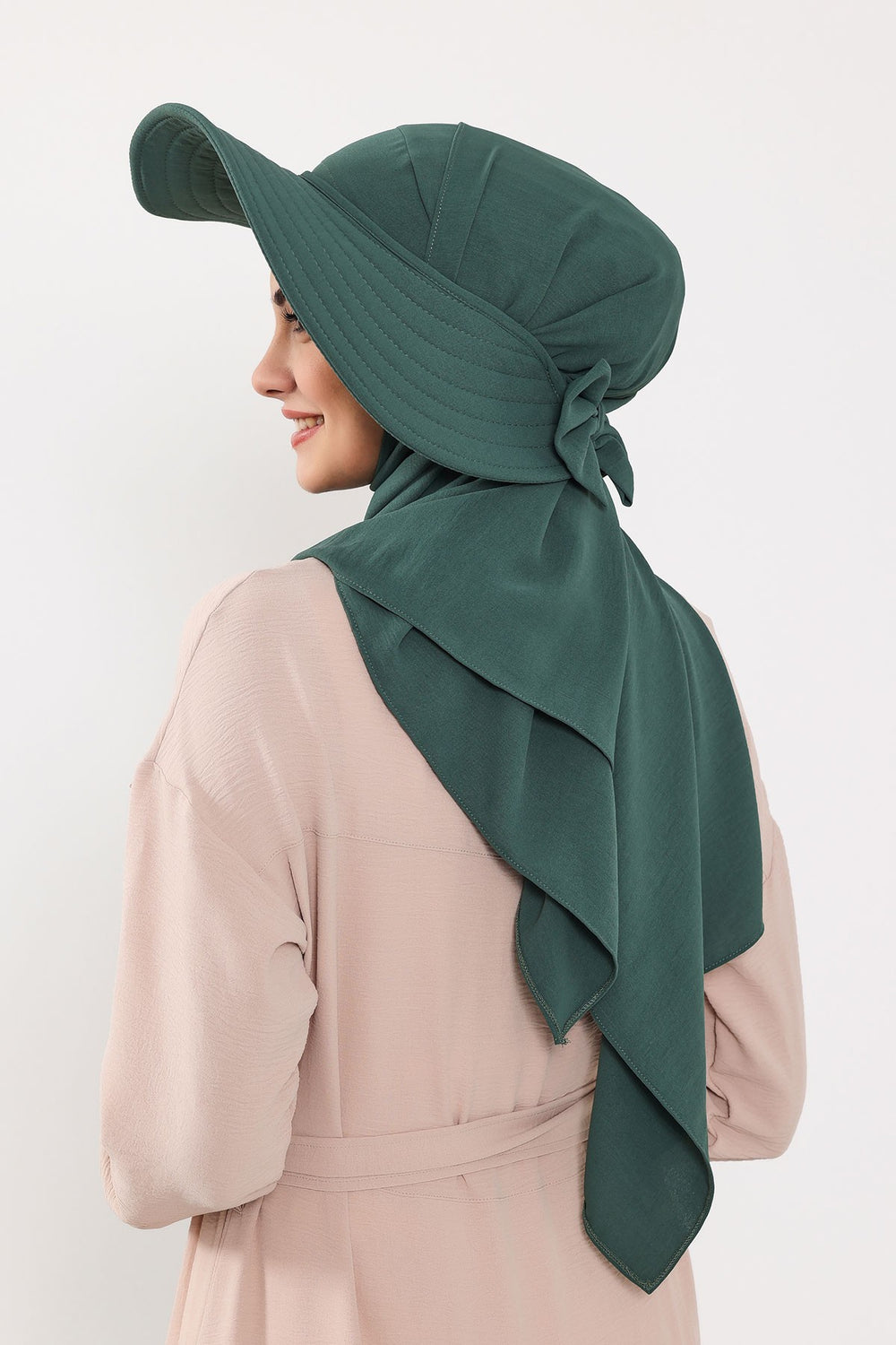 Instant Aerobin Shawl 2 in 1 Womens Wide Brim Summer Hat + Plain Scarf Foldable Roll up Beach Cap Removable Sun Hat Hijab Women Turban,SS-2A Light Green