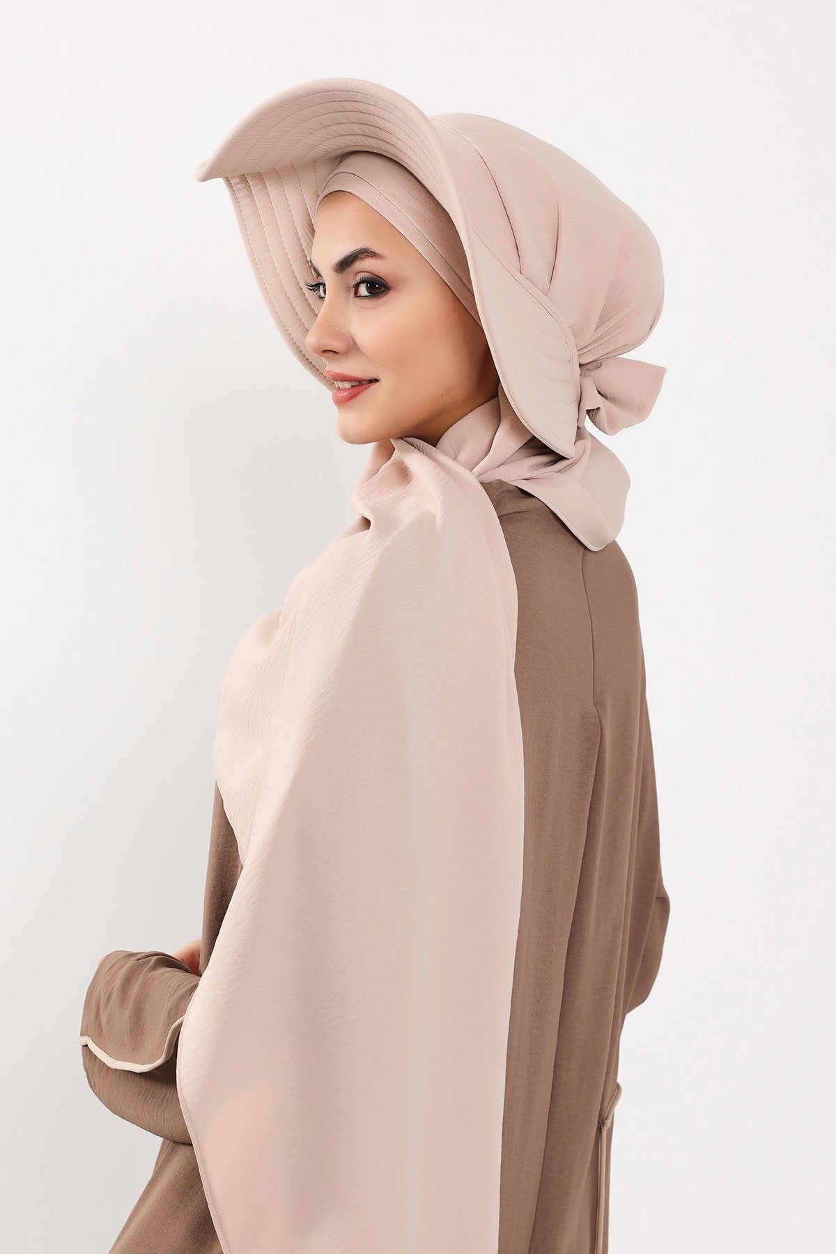 Instant Aerobin Shawl 2 in 1 Womens Wide Brim Summer Hat + Plain Scarf Foldable Roll up Beach Cap Removable Sun Hat Hijab Women Turban,SS-2A Stone