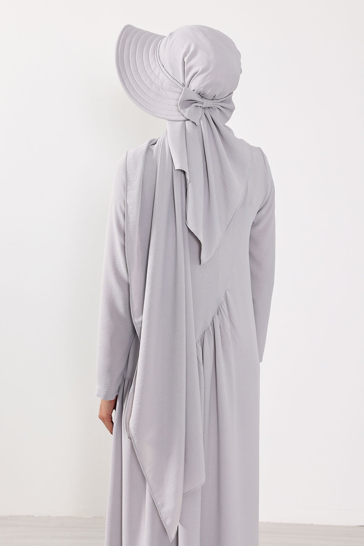 Instant Aerobin Shawl 2 in 1 Womens Wide Brim Summer Hat + Plain Scarf Foldable Roll up Beach Cap Removable Sun Hat Hijab Women Turban,SS-2A Light Grey