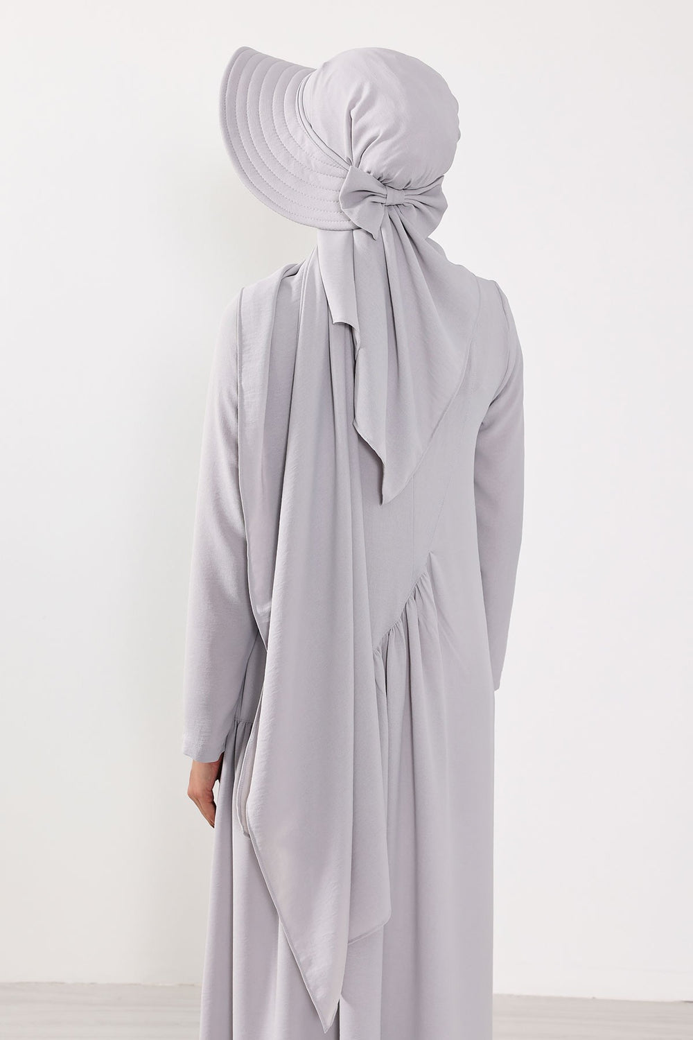 Instant Aerobin Shawl 2 in 1 Womens Wide Brim Summer Hat + Plain Scarf Foldable Roll up Beach Cap Removable Sun Hat Hijab Women Turban,SS-2A Light Grey