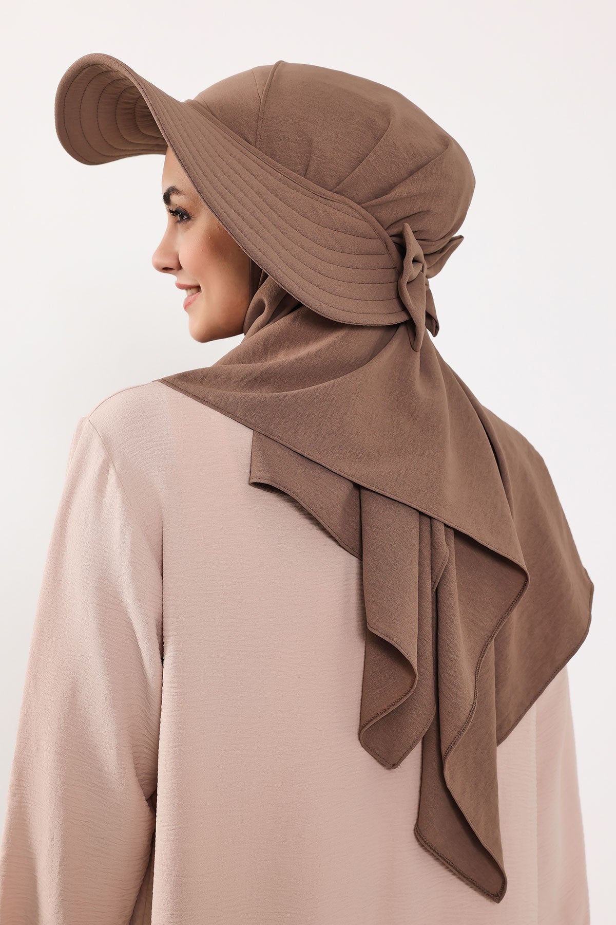 Instant Aerobin Shawl 2 in 1 Womens Wide Brim Summer Hat + Plain Scarf Foldable Roll up Beach Cap Removable Sun Hat Hijab Women Turban,SS-2A Light Grey