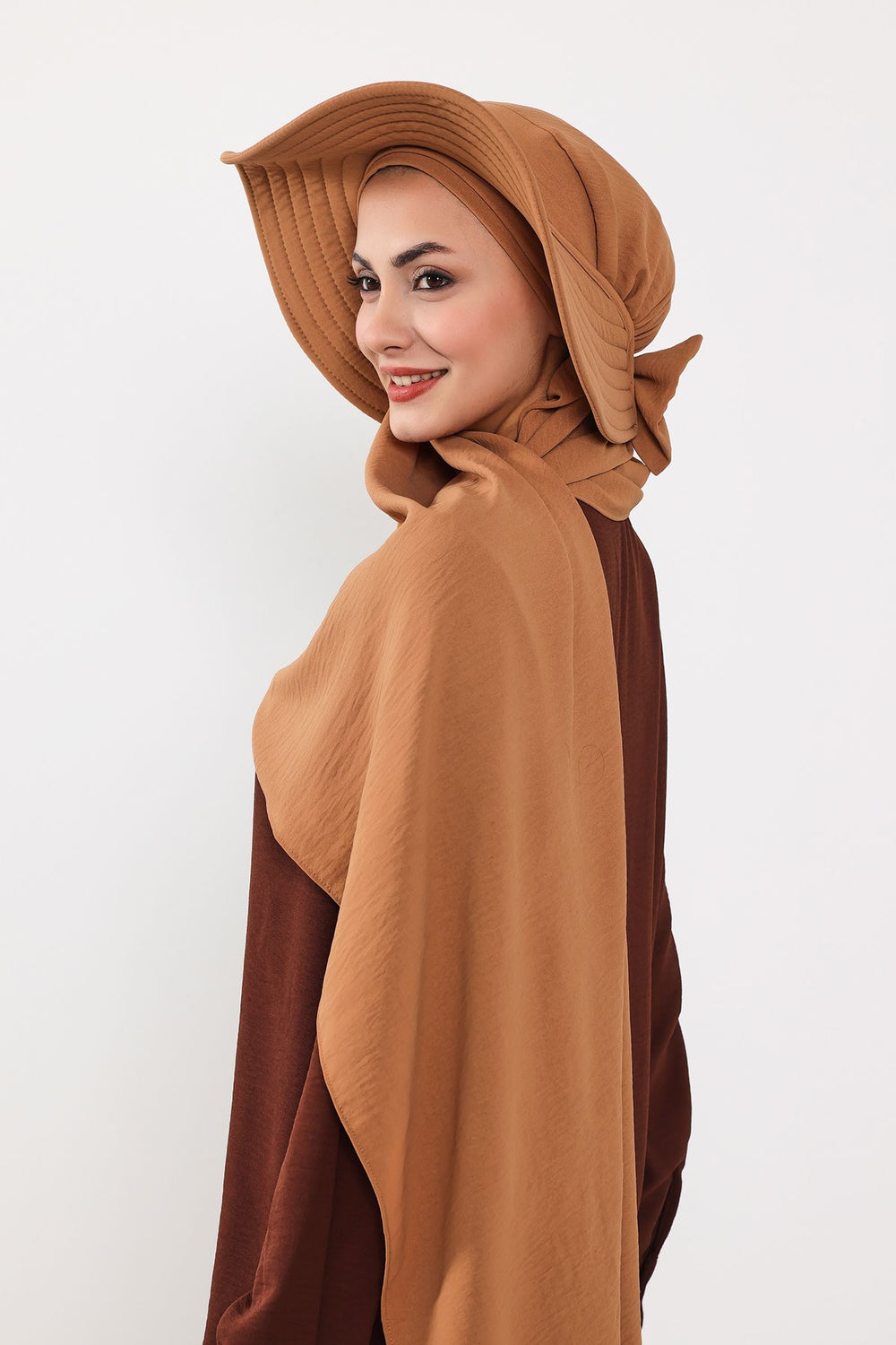Instant Aerobin Shawl 2 in 1 Womens Wide Brim Summer Hat + Plain Scarf Foldable Roll up Beach Cap Removable Sun Hat Hijab Women Turban,SS-2A Camel