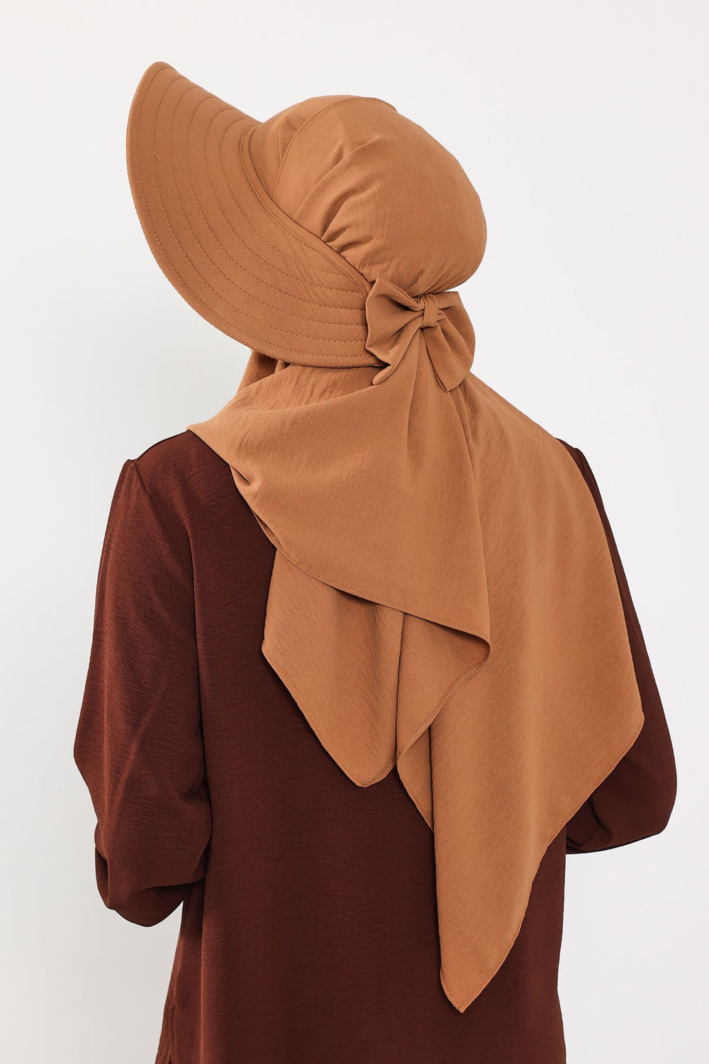 Instant Aerobin Shawl 2 in 1 Womens Wide Brim Summer Hat + Plain Scarf Foldable Roll up Beach Cap Removable Sun Hat Hijab Women Turban,SS-2A Camel