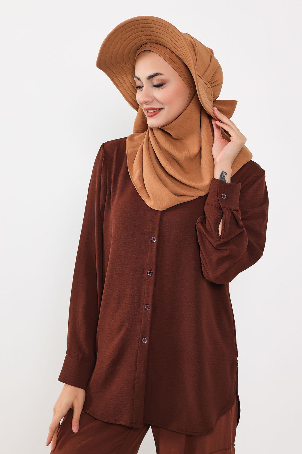 Instant Aerobin Shawl 2 in 1 Womens Wide Brim Summer Hat + Plain Scarf Foldable Roll up Beach Cap Removable Sun Hat Hijab Women Turban,SS-2A Camel