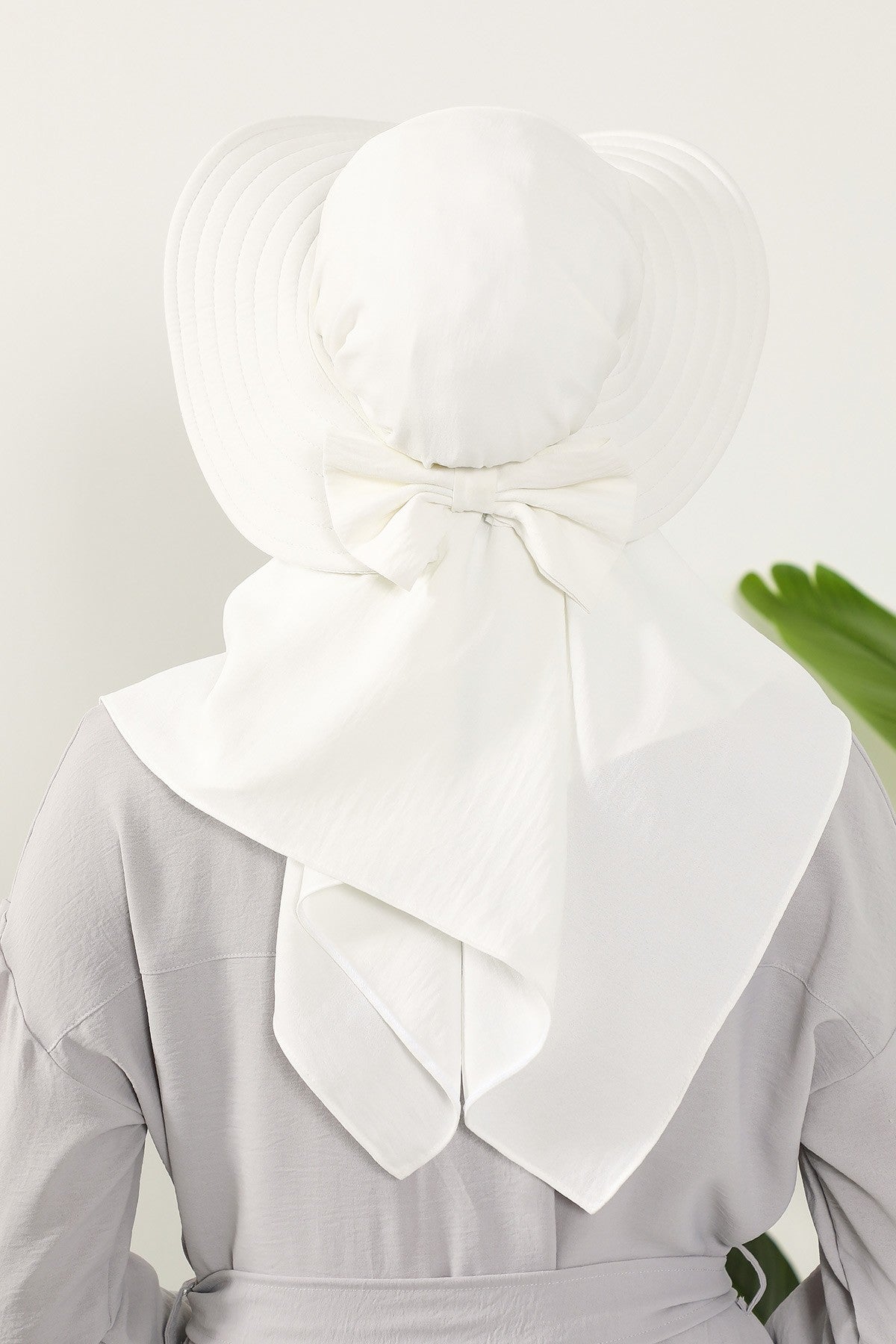 Instant Aerobin Shawl 2 in 1 Womens Wide Brim Summer Hat + Plain Scarf Foldable Roll up Beach Cap Removable Sun Hat Hijab Women Turban,SS-2A Ecru