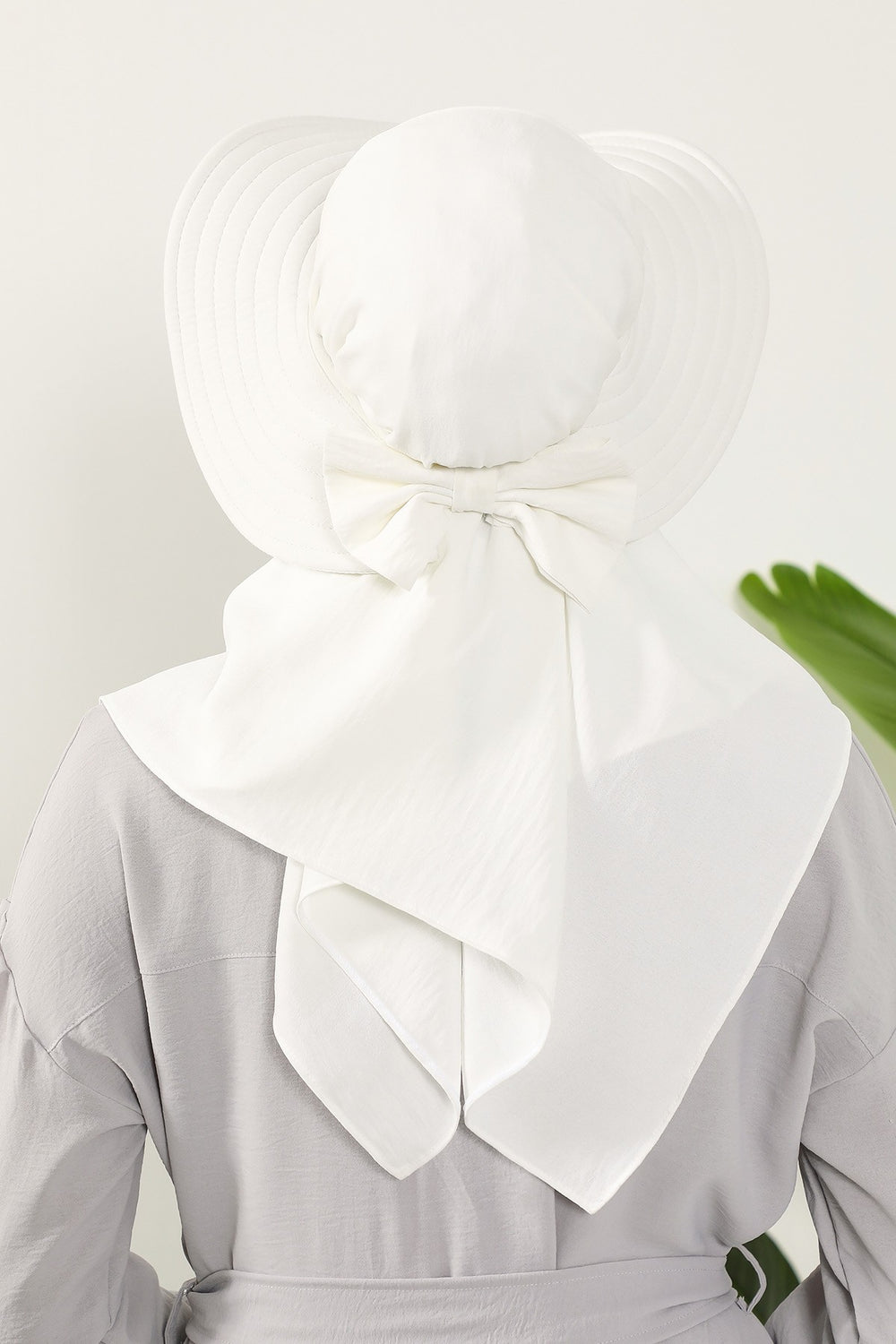 Instant Aerobin Shawl 2 in 1 Womens Wide Brim Summer Hat + Plain Scarf Foldable Roll up Beach Cap Removable Sun Hat Hijab Women Turban,SS-2A Ecru