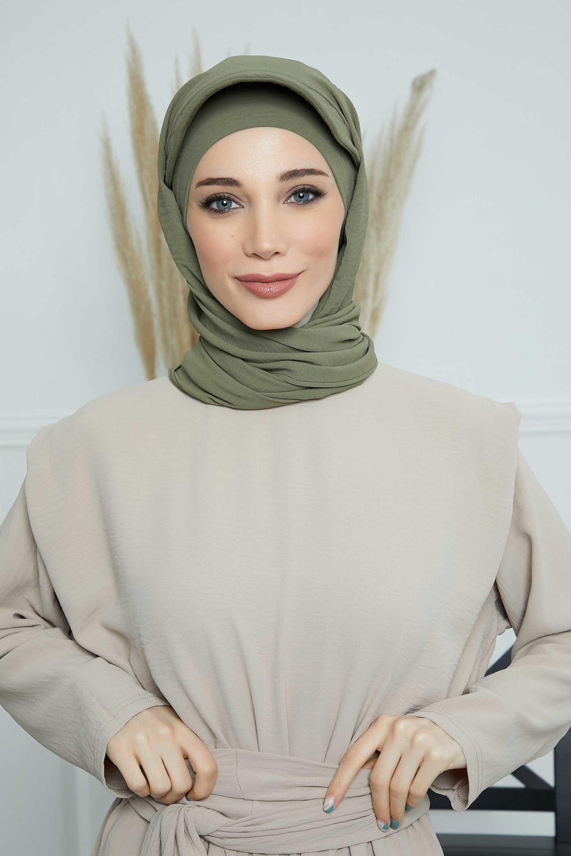 Instant Aerobin Shawl Newsboy Scarves Bandana Women's Cap Turban Visor Stylish Hijab Hat Turban,SS-1A Army Green