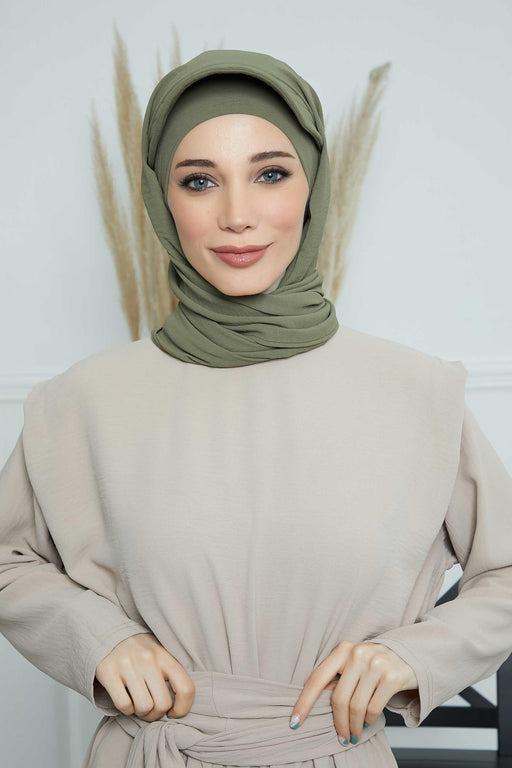 Instant Aerobin Shawl Newsboy Scarves Bandana Women's Cap Turban Visor Stylish Hijab Hat Turban,SS-1A Army Green