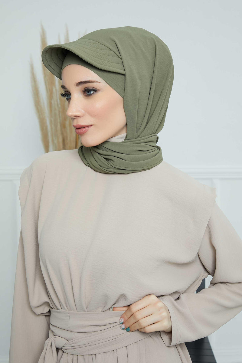 Instant Aerobin Shawl Newsboy Scarves Bandana Women's Cap Turban Visor Stylish Hijab Hat Turban,SS-1A Army Green