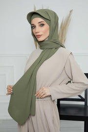 Instant Aerobin Shawl Newsboy Scarves Bandana Women's Cap Turban Visor Stylish Hijab Hat Turban,SS-1A Army Green