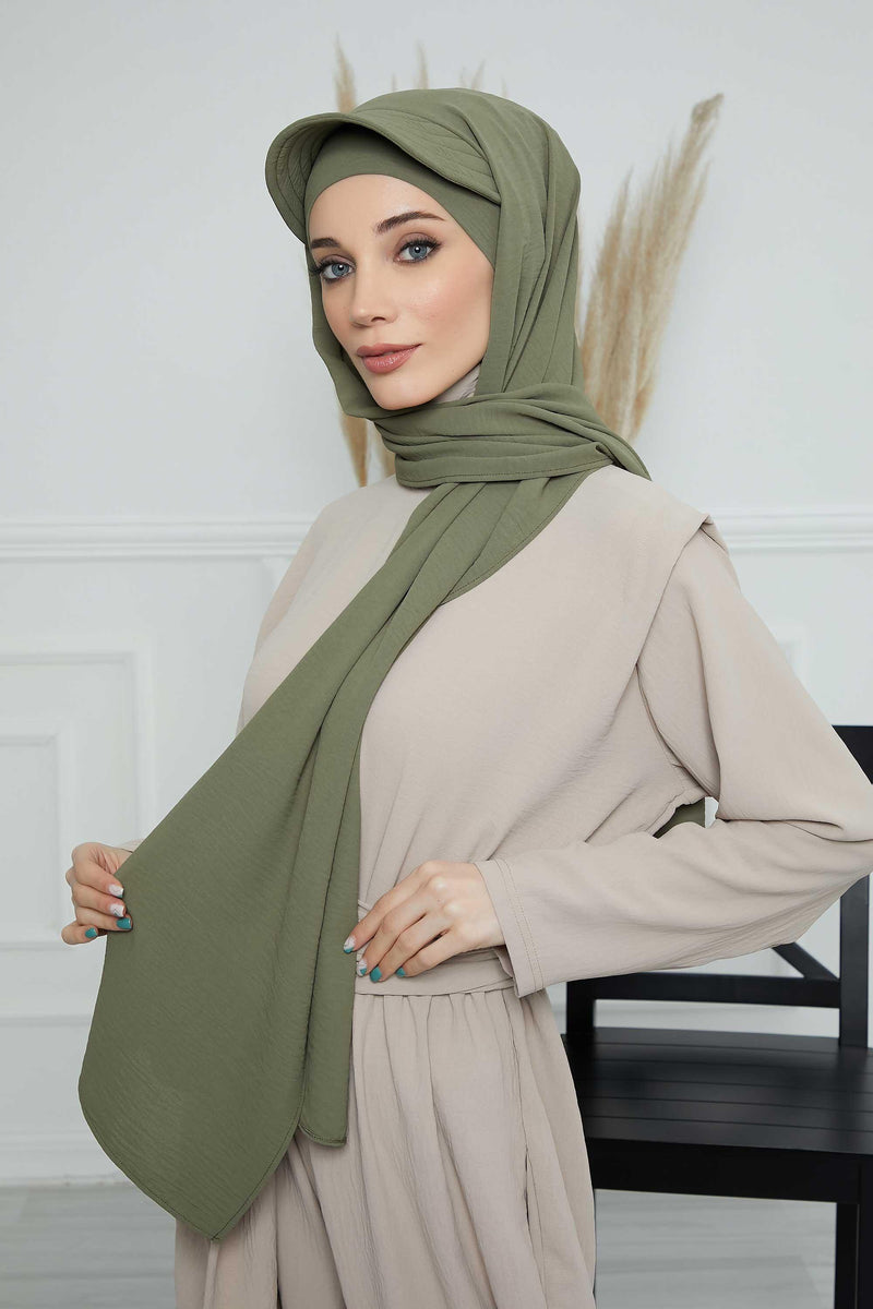 Instant Aerobin Shawl Newsboy Scarves Bandana Women's Cap Turban Visor Stylish Hijab Hat Turban,SS-1A Army Green
