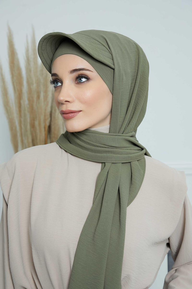 Instant Aerobin Shawl Newsboy Scarves Bandana Women's Cap Turban Visor Stylish Hijab Hat Turban,SS-1A Army Green