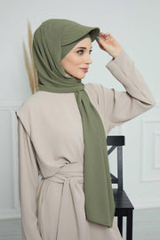 Instant Aerobin Shawl Newsboy Scarves Bandana Women's Cap Turban Visor Stylish Hijab Hat Turban,SS-1A Army Green