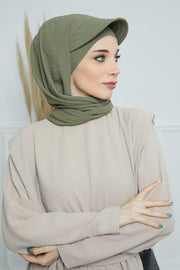 Instant Aerobin Shawl Newsboy Scarves Bandana Women's Cap Turban Visor Stylish Hijab Hat Turban,SS-1A Army Green