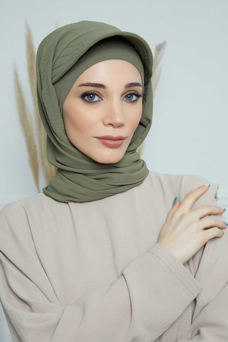Instant Aerobin Shawl Newsboy Scarves Bandana Women's Cap Turban Visor Stylish Hijab Hat Turban,SS-1A Army Green