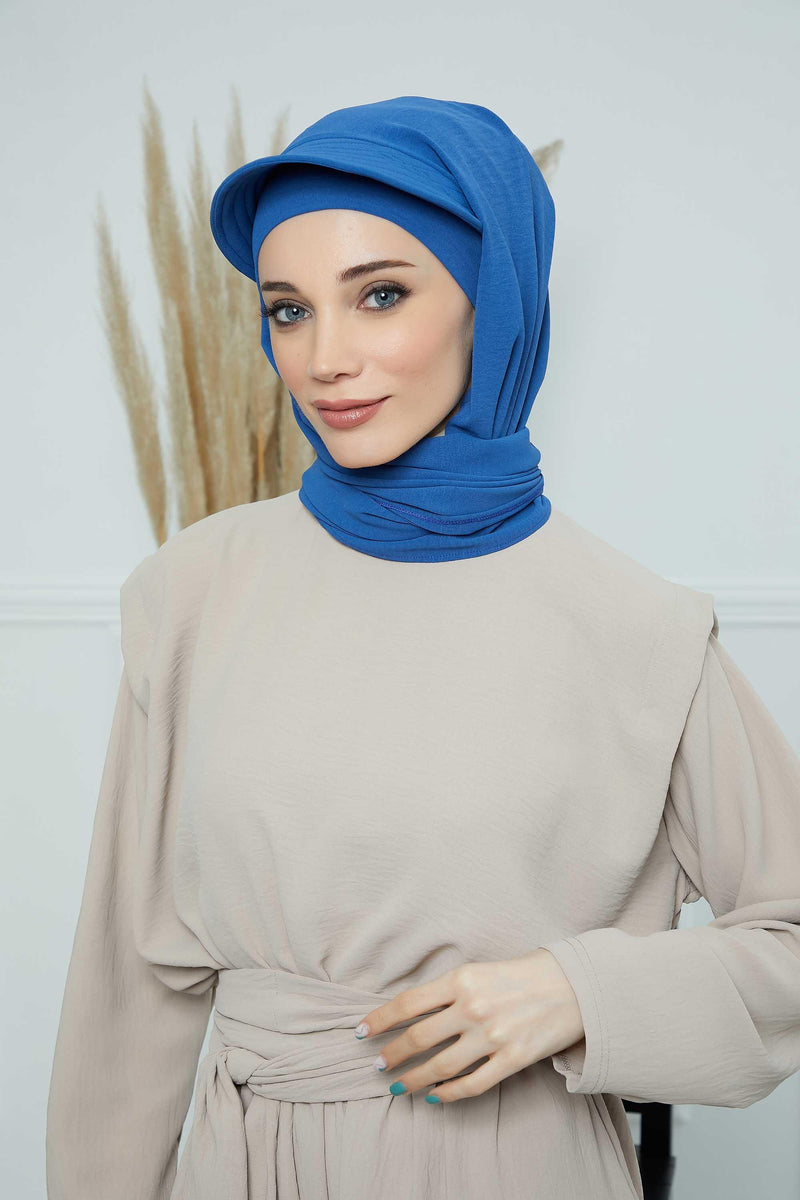 Instant Aerobin Shawl Newsboy Scarves Bandana Women's Cap Turban Visor Stylish Hijab Hat Turban,SS-1A Blue