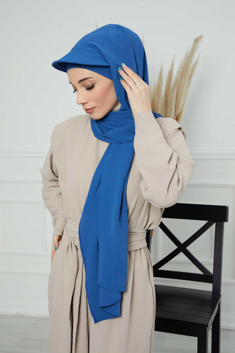Instant Aerobin Shawl Newsboy Scarves Bandana Women's Cap Turban Visor Stylish Hijab Hat Turban,SS-1A Blue