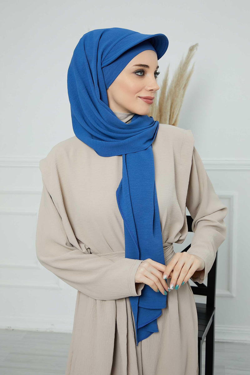Instant Aerobin Shawl Newsboy Scarves Bandana Women's Cap Turban Visor Stylish Hijab Hat Turban,SS-1A Blue