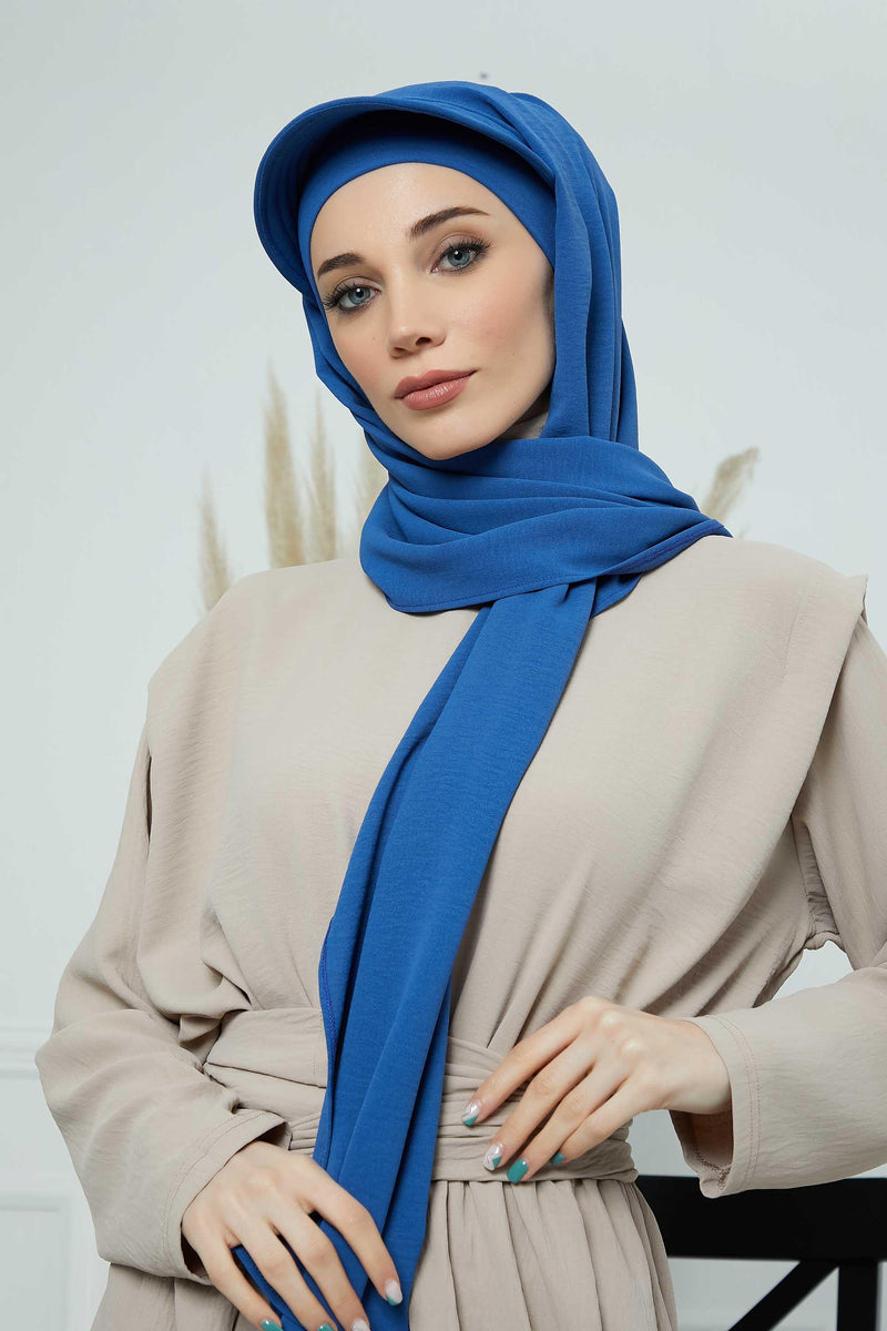Instant Aerobin Shawl Newsboy Scarves Bandana Women's Cap Turban Visor Stylish Hijab Hat Turban,SS-1A Blue