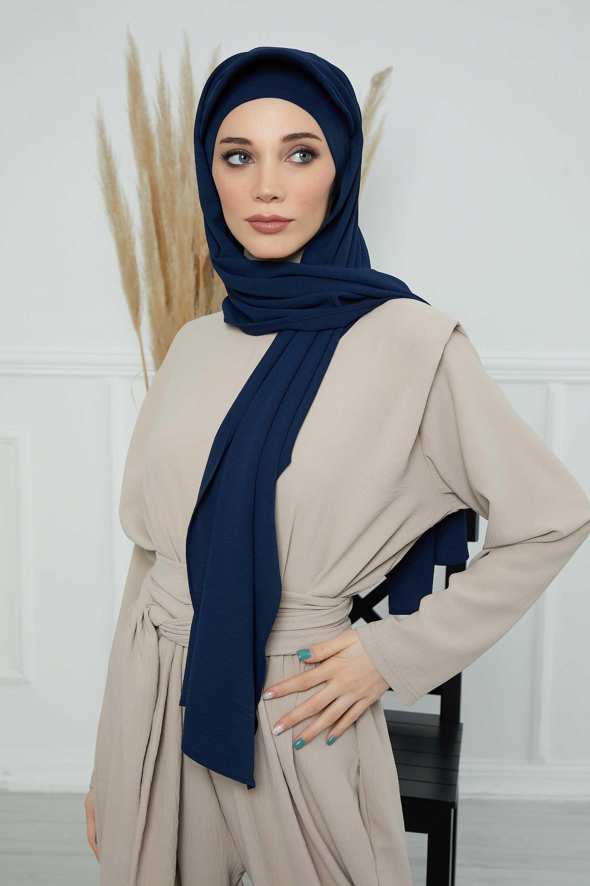 Instant Aerobin Shawl Newsboy Scarves Bandana Women's Cap Turban Visor Stylish Hijab Hat Turban,SS-1A Navy Blue