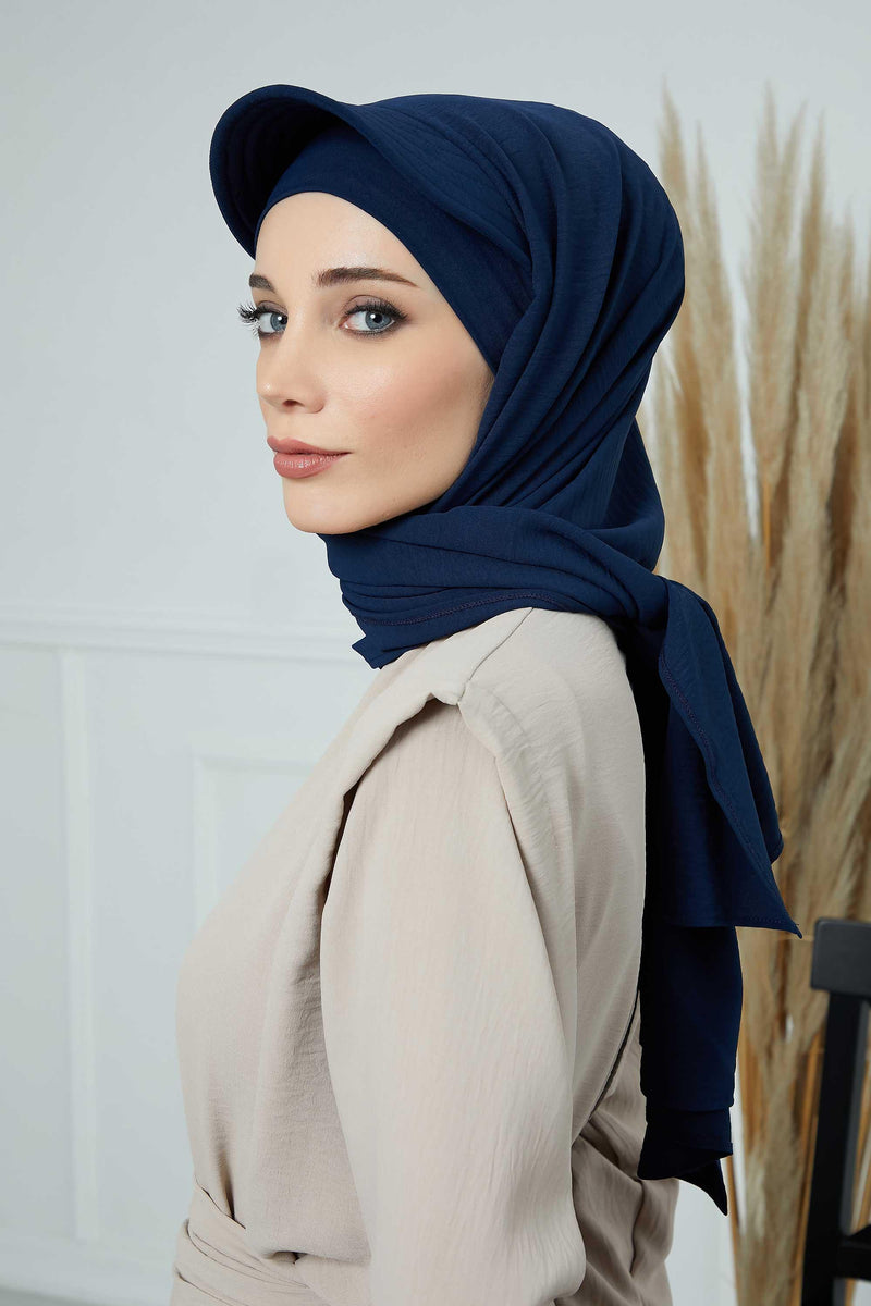 Instant Aerobin Shawl Newsboy Scarves Bandana Women's Cap Turban Visor Stylish Hijab Hat Turban,SS-1A Navy Blue