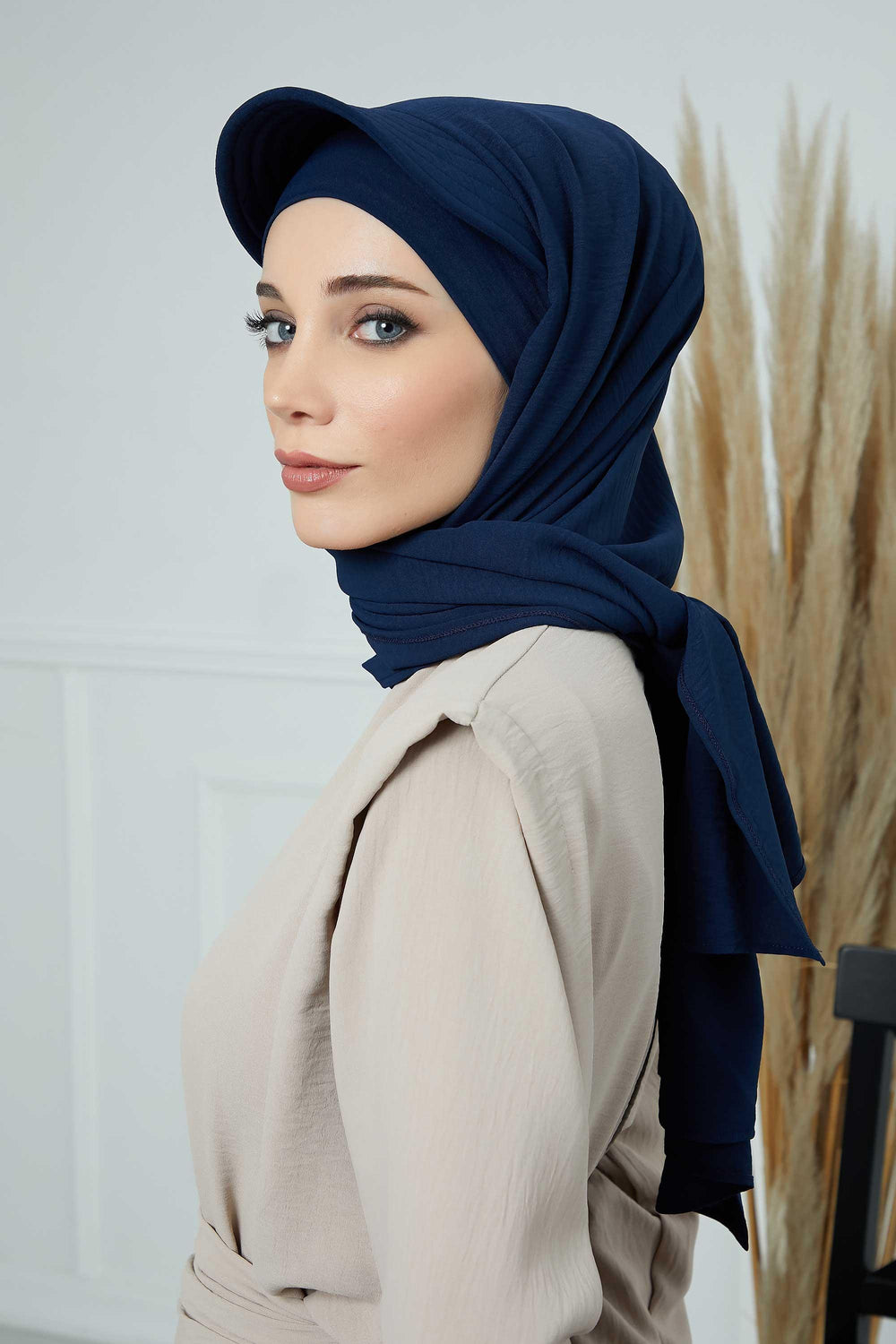 Instant Aerobin Shawl Newsboy Scarves Bandana Women's Cap Turban Visor Stylish Hijab Hat Turban,SS-1A Navy Blue