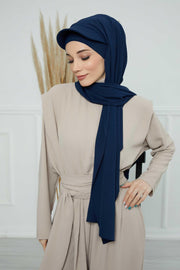 Instant Aerobin Shawl Newsboy Scarves Bandana Women's Cap Turban Visor Stylish Hijab Hat Turban,SS-1A Navy Blue