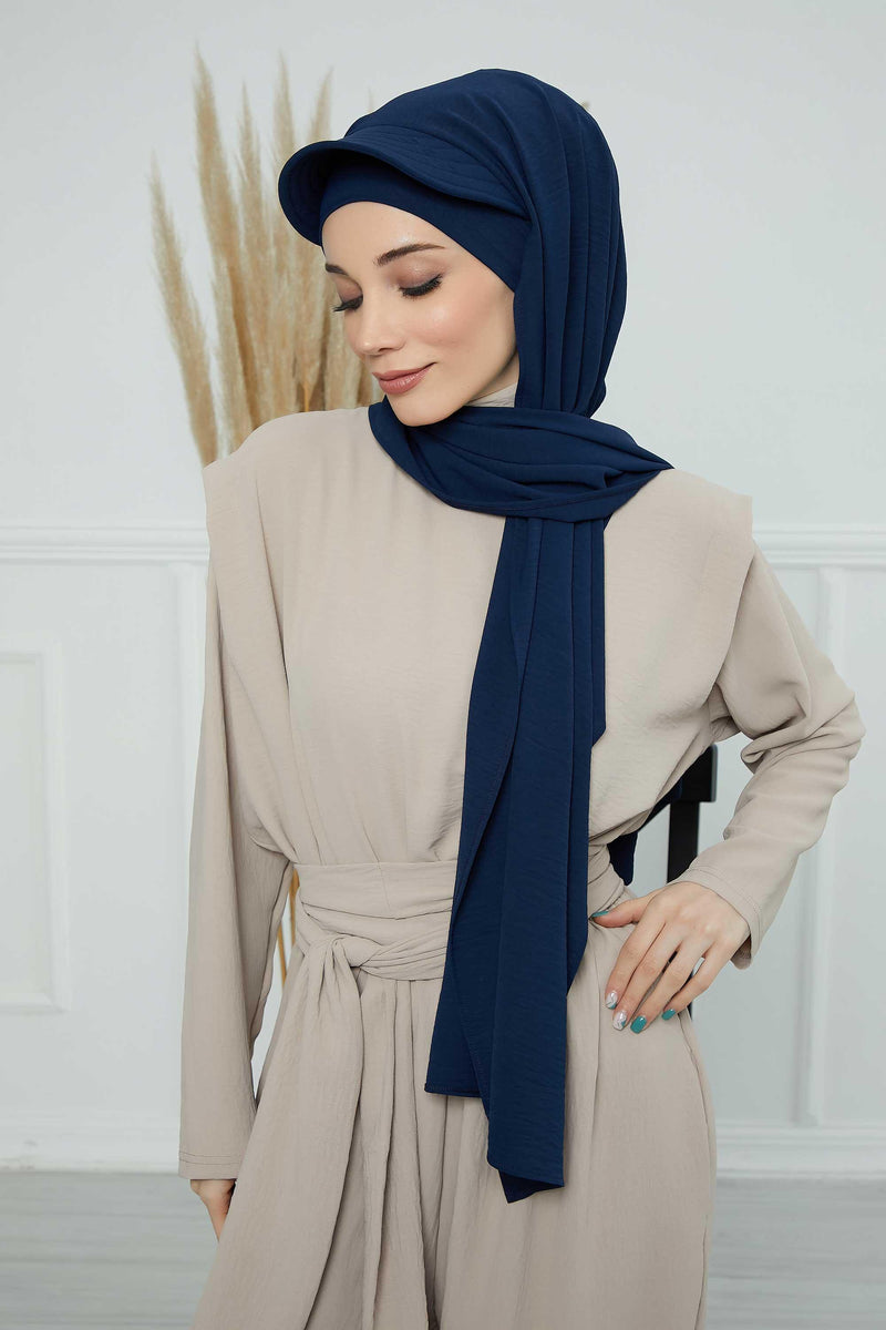 Instant Aerobin Shawl Newsboy Scarves Bandana Women's Cap Turban Visor Stylish Hijab Hat Turban,SS-1A Navy Blue